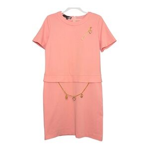 Moschino Bubblegum Pink Dress with Gold Accents M or USA 8